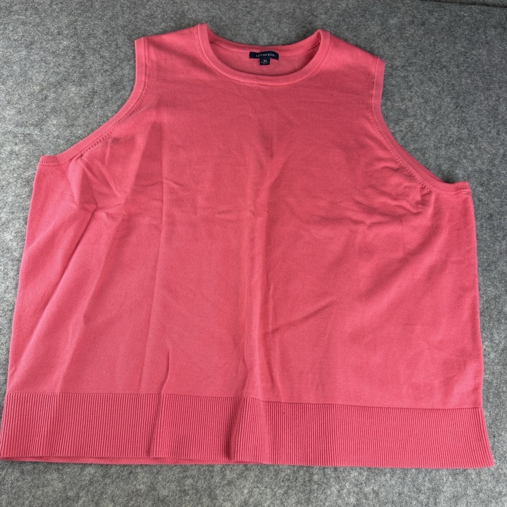 Lands End Bright Pink Knit Tank Lightweight Sweater vest prep academia 3X Plus